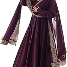 Women's Georgette Anarkali Designer Gown with Dupatta Set-picture-36