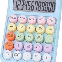 Mechanical Pushbutton Calculator,12 Digit Large LCD Display,Big Buttons Easy to Press,Colorful Candy Calculator,Automatic Sleep,with Battery.for Office,School, Home. (Blue)-image-1