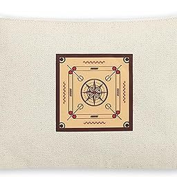 Beige Carrom Print Elegant Canvas Cotton Pouch Bag-45
