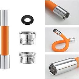 SPOLIK Universal Foaming Faucet Extension Tube, 360° Adjustable, Bathroom Sink Drain Extender Tube Bathroom Faucet Extender (ORANGE 50 CM)-2