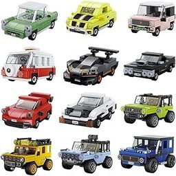 ROYAL DEALS 12 Pack Pull Back Car Building Blocks Toy Set - Motorcycle Building Set for Kids, Boys & Car Lovers Age 6+-image-78