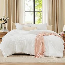 WRENSONGE White Comforter Full Size, 3 Piece Soft Microfiber Full Size Comforter Sets(1 Full Size Comforter with 2 Pillow Shams) - Warm Bedding Set Full Suitable for All Seasons-image-26