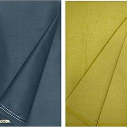 KUNDAN SULZ GWALIOR Men's Cotton Shirt & Trouser Fabric Combo Set (Steel Grey & Yellow)-image-65
