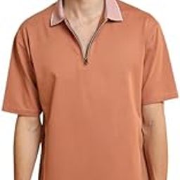 campus sutra Men's Micro-Waffle Regular Fit Polo T-Shirt For Casual Wear | Polo Neck | Short Sleeve | Half-Zip Closure | T-Shirt Crafted With Comfort Fit For Everyday Wear-picture-47