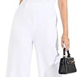 Women White V-Neck Pleated Ruffle Sleeves Wide-Leg Jumpsuit with Zip Closure | Chic, Comfortable Fit, Perfect for Casual and Semi-Formal Occasions, Crafted from Polyester for Durability-image-38
