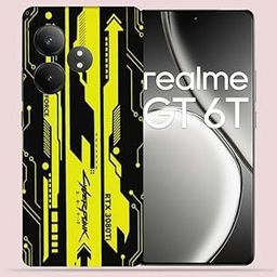 OggyBaba Cyberpunkh Yellow Realme GT 6T 5g Mobile Back Skin Rear Screen Guard Protector Film Wrap (Coverage - Back+Camera+Sides)-image-11
