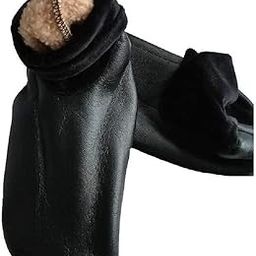 Unisex Black Faux Leather Socks (1 Pair)-image-33