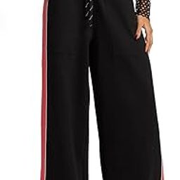 Solids: Onyx Black Women and Girls Drawstringed Cotton Baggy Fit Flared Joggers-image-34