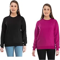 indiweaves Women Fleece Warm Sweatshirt for Winters (XXXL,Purple,Black) Pack of 2-picture-5