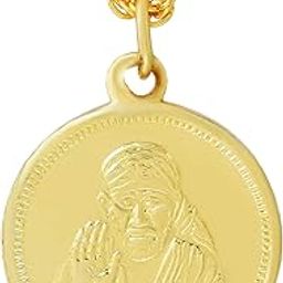 Gold Plated Shirdi Sai Baba Reversible Om Enameled Coin Hindu God Religious Chain Pendant Locket Necklace Om Sai Pendant Temple Spiritual Jewellery for Men and Women-image-43