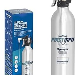 FIRSTINFO Patented 620c.c. Aluminum Aerosol Refillable Fluid Oil Pressure Storage Sprayer Can + 2-Way Nozzle for Jet Straight Stream & Mist Spraying Kit-image-52