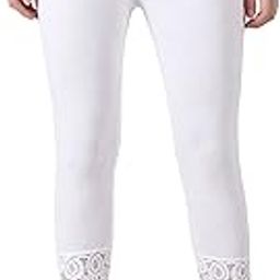 Women's Cotton Spandex Legging Lace Inset at Bottom Hem-image-67