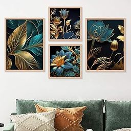 kotart Wood Aesthetic Modern Wall Decor Paintings With Frame For Home Decoration - Painting For Living Room Bedroom - Painting For Wall (10 X 13 Inch) Set Of 4-image-10