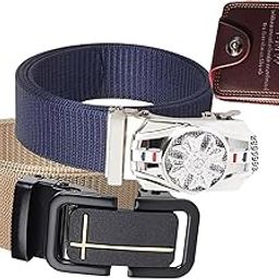 Men’s Formal/Causal Automatic Push Lock Nylon Woven Belt Combo Set of 2for Men RA97-image-91