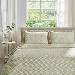 DDecor 100% Cotton 210 TC Embroidery Bed Spread-CQ 5-Zinnia-Tea Green-image-7
