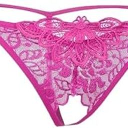2xSexy Sheer Lace Crotchless Panties G String T Back Thong Rose-image-62