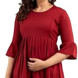Rayon Maternity Feeding Women Top Kurtis with Zip for Easy Breast Feeding-image-35