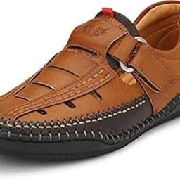 DEN ROB MEN'S Tan Synthetic Comfortable Sandals for Men-image-36