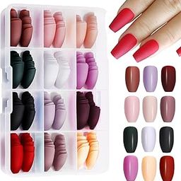 MAYCREATE® 12 Colors Press on Nails Sets, Short Amond Press on Nails, Matte Acrylic Fake Nails Almond Glue On Nails Press On Fake Nails for Women Girls (Not include Glue)-27