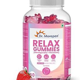 Dr. Morepen Relax Gummies with Ashwagandha & Melatonin – Natural Sleep Support, Stress Ease – Non-Habit Forming, Delicious Gummies for Adults – 60 Count-75