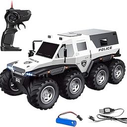 WISHKEY Remote Control Police Car with 1:16 Scale 8-Wheel RC Off-Road Vehicle with LED Lights, 5-Channel Rechargeable RC Truck-image-22