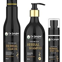 GIR JUNGLEE Premium Herbal Hair Care Kit – Includes Jadibuti Hair Oil, Herbal Shampoo, and Hair Serum | Suitable for Regular Scalp and Hair Use (350ml)-8