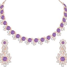 Crystal Necklace Jewellery Set with Earrings for Women and Girls| Stylish Accessory for Parties, Weddings, and Festivals | Ideal Gift for Special Occasions-image-18