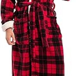 Men's Warm Fleece Robe with Hood, Plush Sherpa Big and Tall Bathrobe-image-60