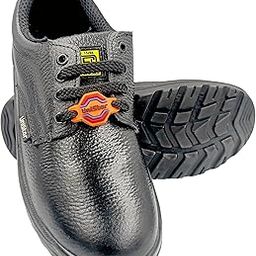 Unistar Men's Low Ankle Black Leather Barton Print ISI Marked Safety Shoes for Men Industrial - Light Weight, Puncture Resistant, Anti Skid Protection PU Single Density Sole (Size 10 UK, Black)-image-39