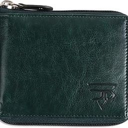 Changer Round Zip Rexine Wallet - Stylish and Functional Faux Leather Wallet with Secure Zip Closure and Multiple Compartments for Men (Green)-2