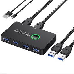 RUNAAJA USB 3.0 Switch Selector for 2 Computers Sharing 4 USB Devices Peripheral Switcher Box KVM Hub for Mouse, Keyboard, Scanner, Printer; for Mac/Windows/Linux (2 Pack USB Cables Included)-13