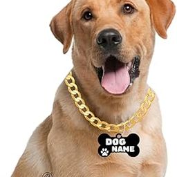PAWPRO HANDMADE Personalized Gold Chain Collar with Customizable Bone Shape Pet Id Tag for Large Medium Dog and Small Puppy (Large (24-27 inches))-image-27