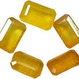 Natural Yellow Sapphire at Wholesale Lot (Rs 225/carat) Fine Quality Rectangle Shape पुखराज Loose Gemstone for Reselling Astrologers Jewellers Crystal Kanya Rashi Virgo Zodiac Sign-picture-10
