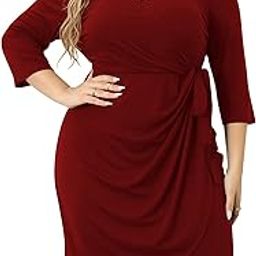 Women's Wrap V-Neck Plus Size Maxi Dress-image-38