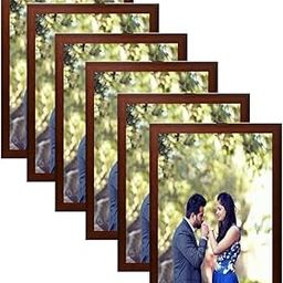 Wood Square OFC ERA A4 Size Photo Frame For Wall Decor || Living Room || Bedroom || Acrylic frames || Pack of 6 (Brown)12L x 8W Centimeter-0