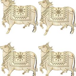 Bs amor 4 Pcs Cow Pre Marked Wooden MDF Shapes Cutout for Crafts Work Home, Room Decor Artistic DIY Work Art (4.5 x 5 Inch)-image-90