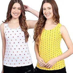diaz Women's Super Combed Cotton Rib Fabric Slim Fit Tank Top-Pack of 2-picture-49