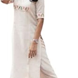 Women’s Beige Cotton Kurta and Pant Set with Thread Embroidery and Pintuck Design-image-33
