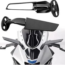 Eltron Turbo ELT45 Imported Original Wind Wing Rearview Stealth Aerodynamic Mirrors Fully Faired Bikes, Motorcyles Ninja 250 300 400 GSX250R 360, R15 V4M, R15 V4, R15 V3, Adjustable (Black, Pack of 2)-14