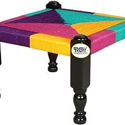 THE ROYAL CRAFTS Traditional Handicrafts Multicolor Resham Rope Khatli Stool Mudda Pidda Rajwadi Chair Home decore Furniture-image-50