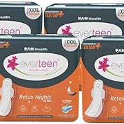 everteen Relax Night 120 XXXL Ultra Thin Sanitary Pads for Women, For Super Heavy Flow with Wider Back, Front to Back Coverage, Upto 12 Hours of Absorption, Maternity Pads, Pack of 4 (410mm)-image-46