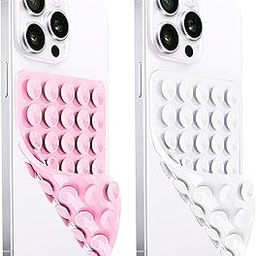 2 Pack Silicone Suction Cup Phone Case Mount Double Sided, Hands-Free Strong Grip Silicon Phone Holder, Non Slip Phone Accessories for Selfies and Videos (Light Pink&White)-22