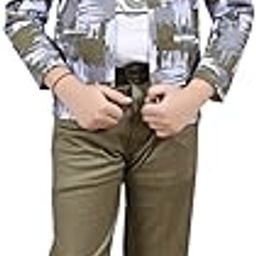 Cotton Blend Formal 2-Piece Suit Set Printed Green and Grey Mandarin Collar-picture-52