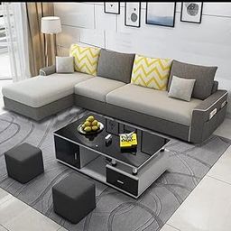 Casaliving - Afie LHS 6 Seater L Shape Sofa Set for Living Room (Grey & Dark Grey Fabric)-image-66