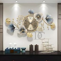 THE DECOR COMPANY Metal Wall Clock - Floral Design with Silent Sweep Machine - Ideal Home Decor Items and Wall Decoration Items for Living Room/Bedroom/Dining Hall/Office/Cafes/Hotels-22