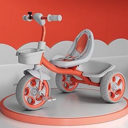 StarAndDaisy Kids Cycle for 2-5 Years boy/Tri Cycles/Trike Cycle with Seat Belt, Bell, 360° Rotating Handlebar & Dual-Storage Basket, Children Bike Toy with Pedals (Orange)-image-19