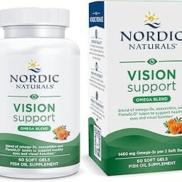 Nordic Naturals Omega Vision Support | 1460 Mg Omega 3 Fish Oil EPA & DHA With Floraglo® Lutein & Zeaxanthin Eye Health Supplement | For Healthy Eyes And Vision | Lemon Fish Oil Flavour 60 Softgels-56