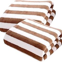 HEXONIQ® Large Microfiber Bath Towels, 500 GSM Super Soft Coral Fleece Bathroom Towel with Hook, Quick Dry, Super Absorbent, Towel for Home, Hotel, Spa, Gym (Brown, 70 x 140 cm, Pack of 2)-image-14
