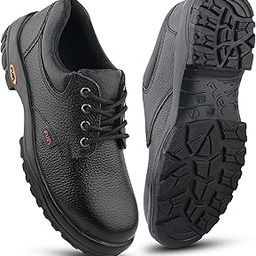 Falcon-01 Genuine Leather Safety Shoes for Men Industrial PU Single Density Sole, Steel Toe, Energy Absorption Shoe (Sizes-6UK - 11UK/India)-17