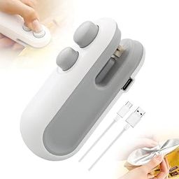 Mini Bag Sealer, 2024 New 2 in 1 Usb Rechargeable Chip Bag Sealer Heat Seal, Portable Handheld Rechargeable Vacuum Food Sealer Bag Sealing Machine for Snacks Chips Fresh Storage (White)-image-56